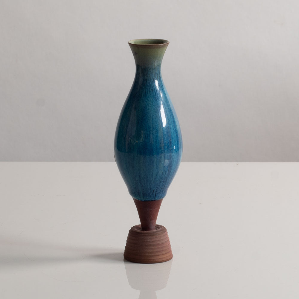 Wilhelm Kåge for Gustavsberg, Sweden, unique stoneware footed "Farsta Terra Spirea" vase H1244