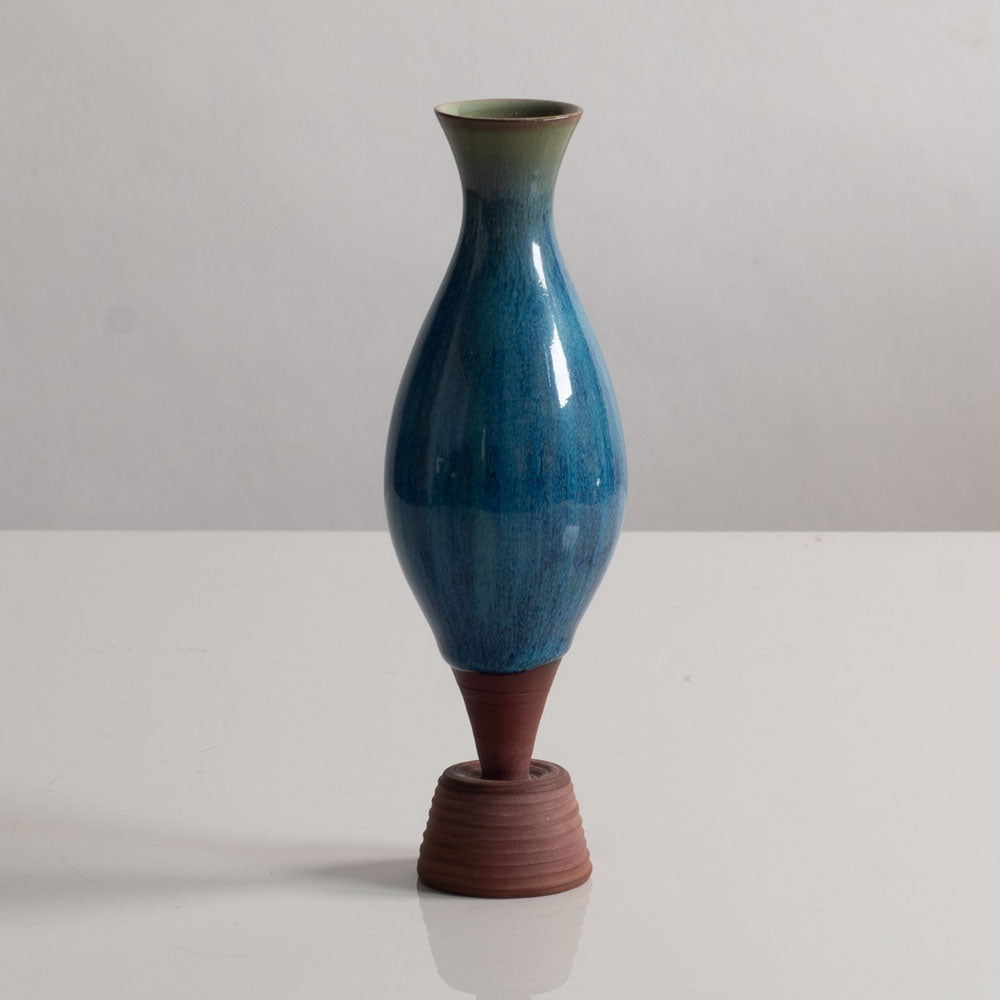 Wilhelm Kåge for Gustavsberg, Sweden, unique stoneware footed "Farsta Terra Spirea" vase H1244