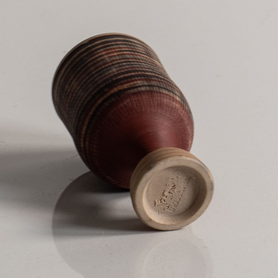 Wilhelm Kåge for Gustavsberg, "Farsta" "Terra Spirea" miniature vase with matte brown glaze H1497