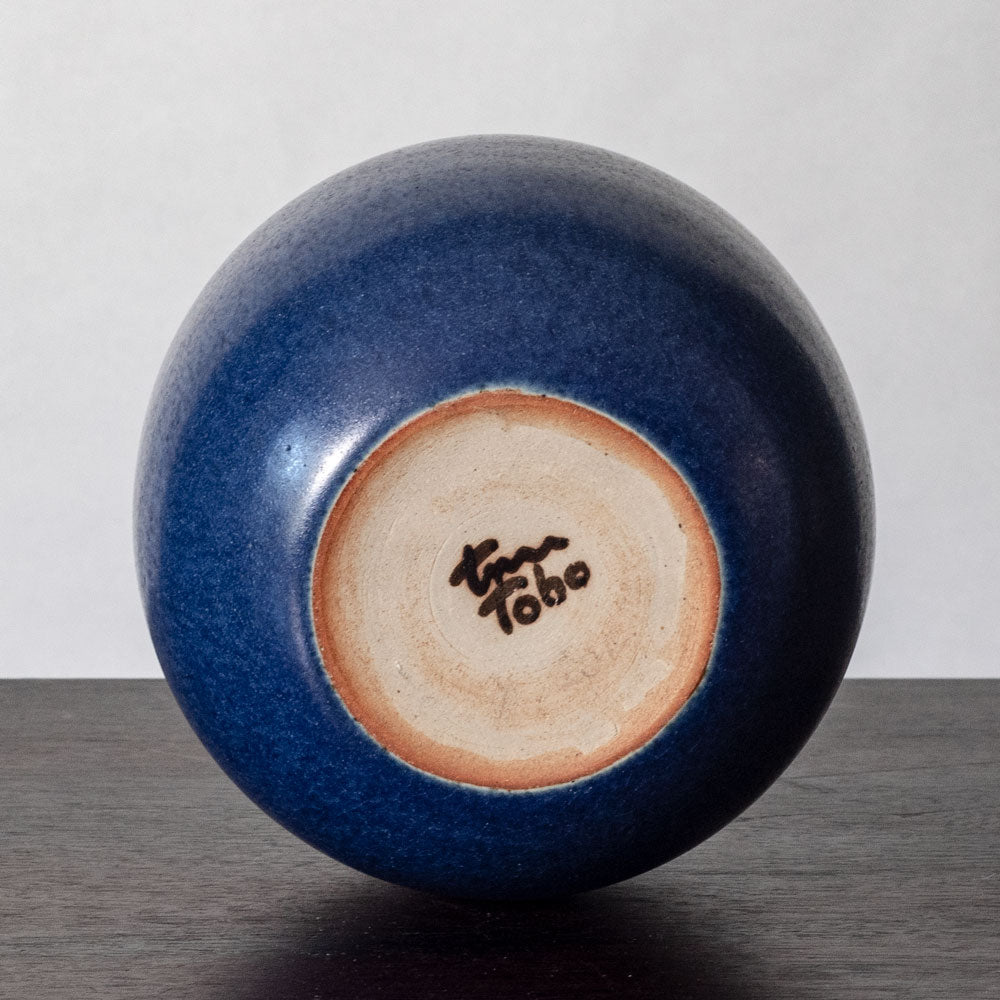 Erich and Ingrid Triller for Tobo, Sweden, vase with blue glaze J1138