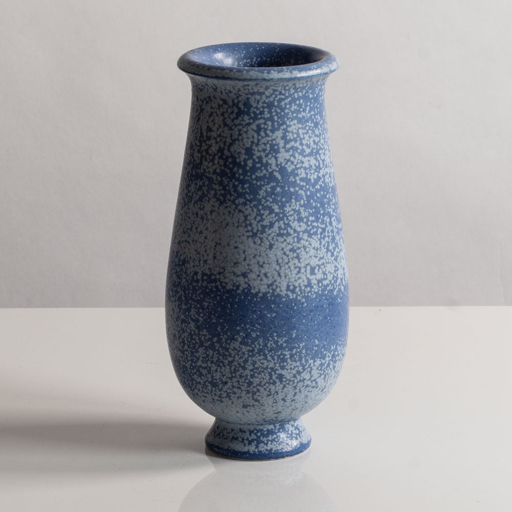 Gunnar Nylund for Rörstrand, Sweden, stoneware footed vase with speckled blue glaze M5391