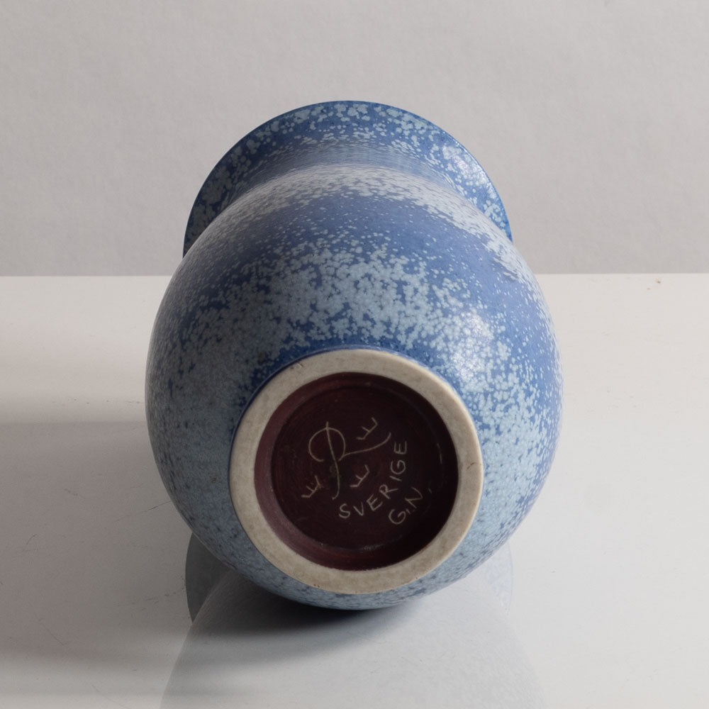 Gunnar Nylund for Rörstrand, Sweden, stoneware footed vase with speckled blue glaze M5391