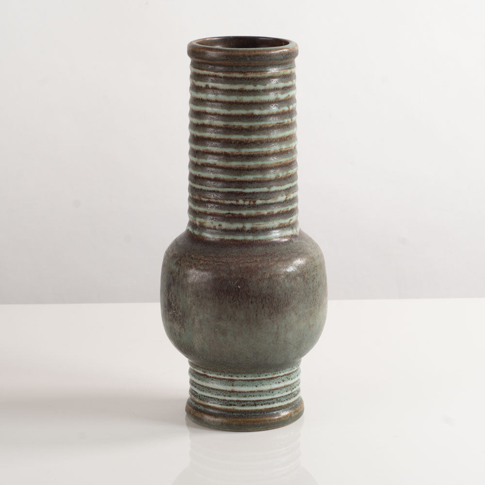 Gunnar Nylund for Rörstrand, Stoneware vase with brown and aqua matte glaze M5417