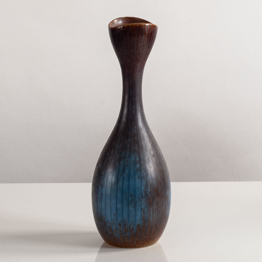 Gunnar Nylund for Rörstrand, Sweden, stoneware vase with blue and brown glaze M4366