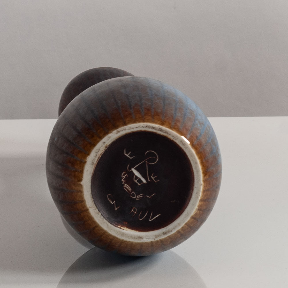 Gunnar Nylund for Rörstrand, Sweden, stoneware vase with blue and brown glaze M4366
