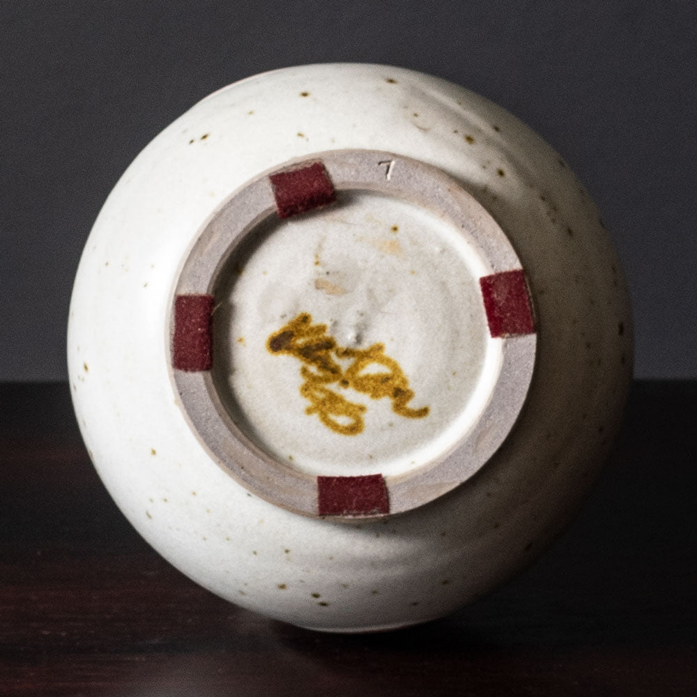 Horst Kerstan, Germany, unique stoneware vase with off white and pink glaze J1298