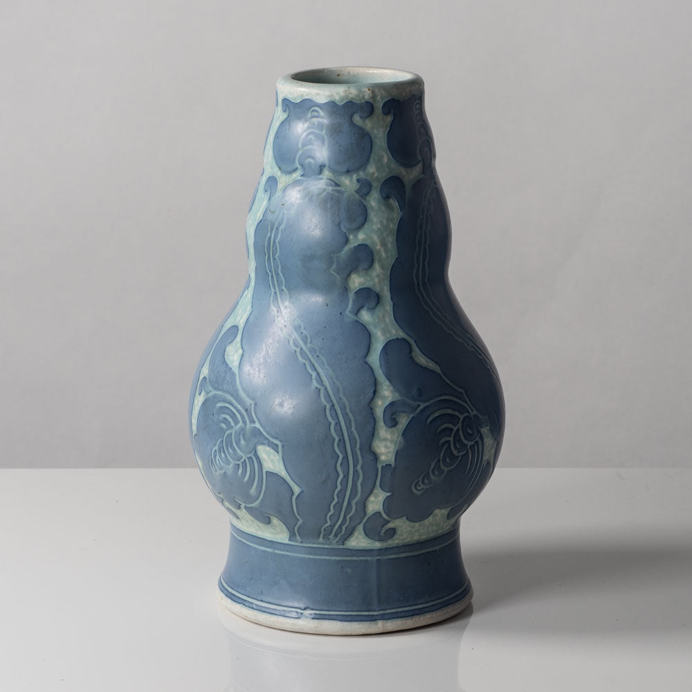 Josef Ekberg for Gustavsberg, Sweden, unique carved art nouveau stoneware vase K2734