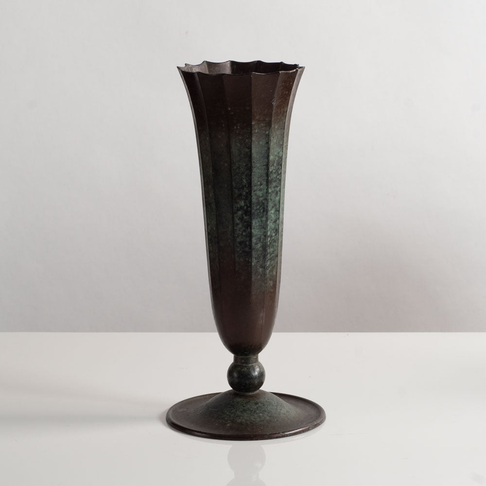 Tall scalloped disko metal vase, Denmark, M5436