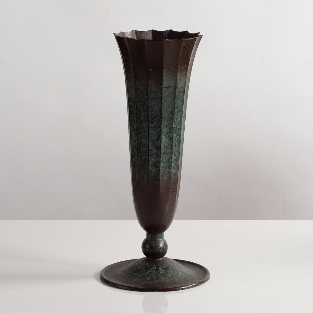 Tall scalloped disko metal vase, Denmark, M5436