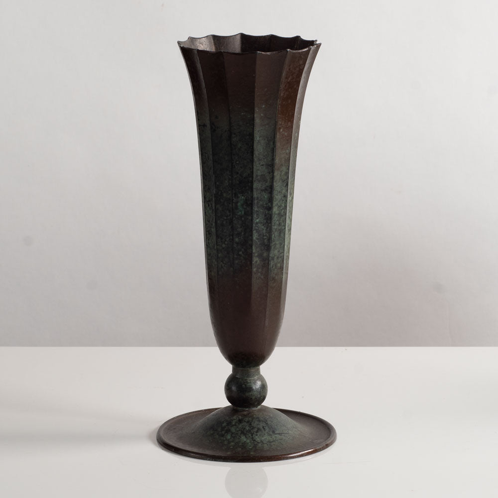 Tall scalloped disko metal vase, Denmark, M5436
