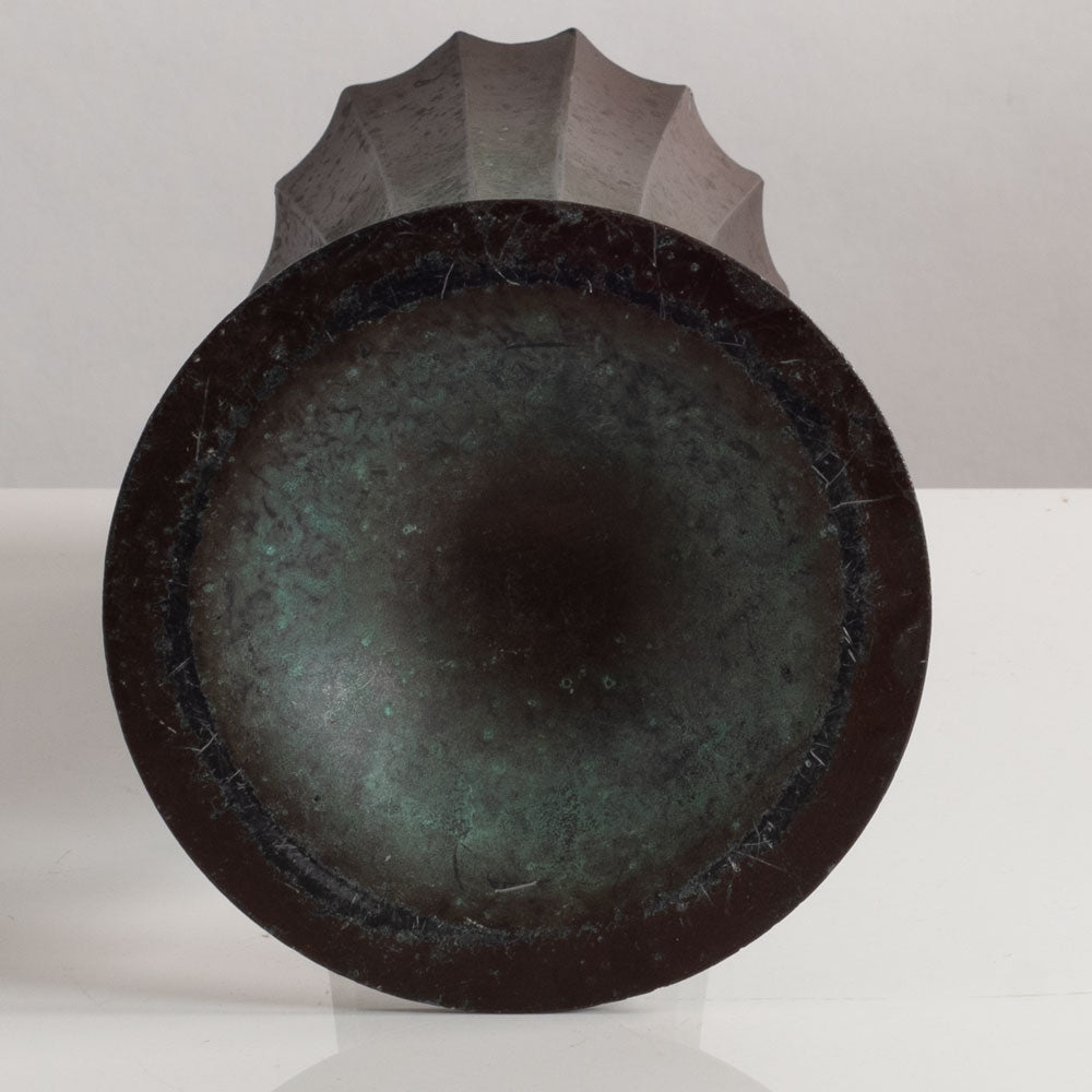 Tall scalloped disko metal vase, Denmark, M5436