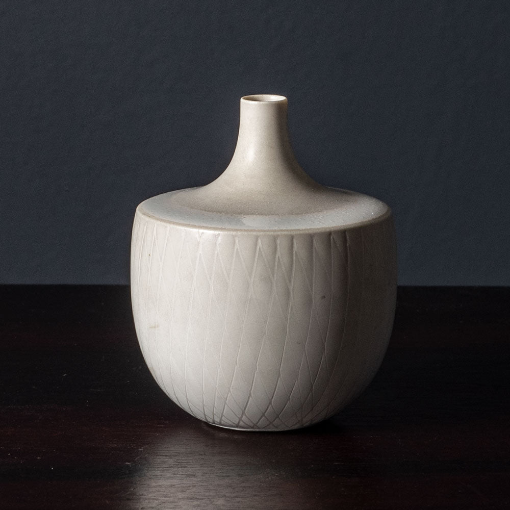 Stig Lindberg for Gustavsberg, Sweden, unique stoneware cabinet vase with matte white glaze J1195