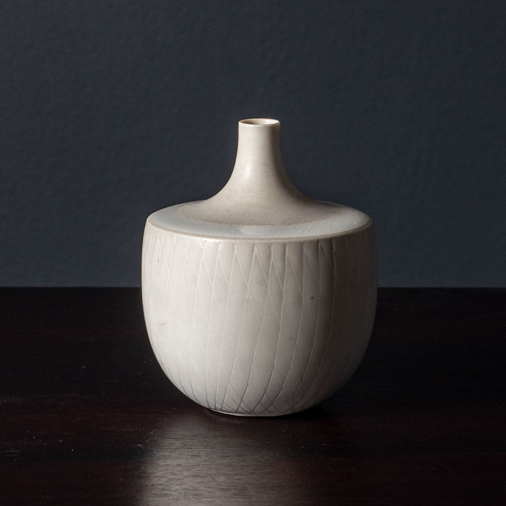 Stig Lindberg for Gustavsberg, Sweden, unique stoneware cabinet vase with matte white glaze J1195