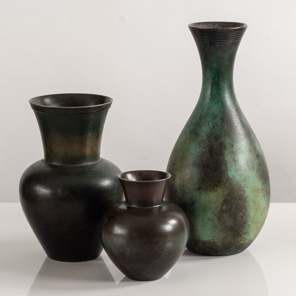 Three bronze vases by Just Andersen for GAB, Sweden