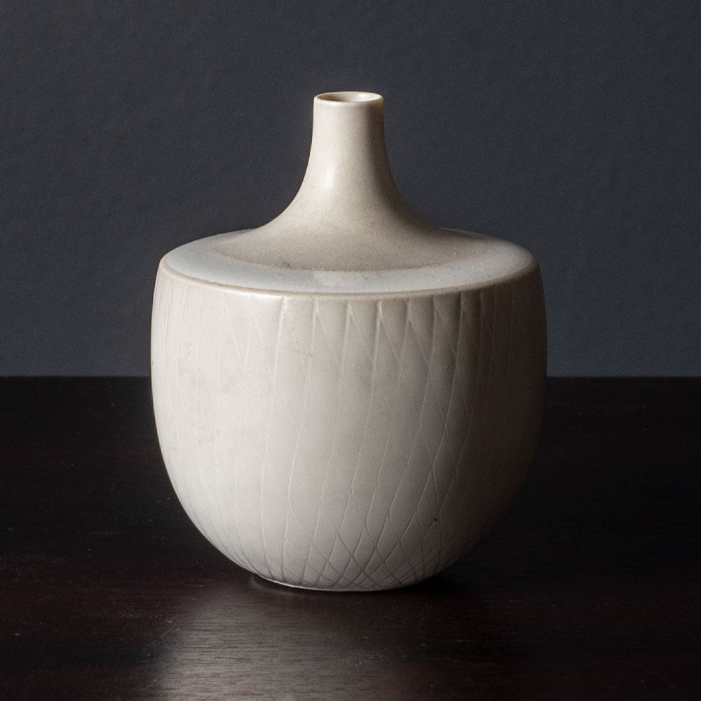Stig Lindberg for Gustavsberg, Sweden, unique stoneware cabinet vase with matte white glaze J1195