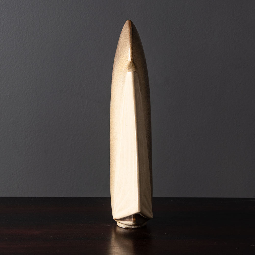 Brigitte Enders, Australia, sculptural stoneware vase with pale brown glaze J1263