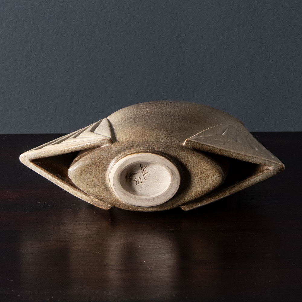 Brigitte Enders, Australia, sculptural stoneware vase with pale brown glaze J1263