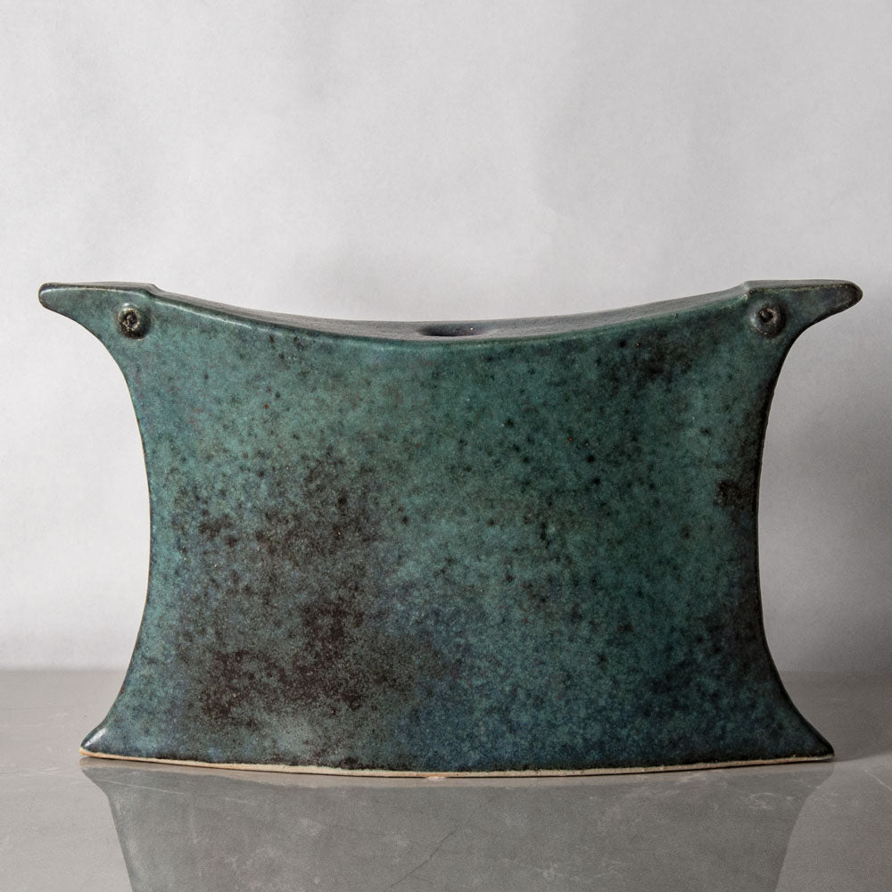 Ingeborg Zenker, Zenker Karthausen, unique stoneware vessel with blue-green glaze J1270