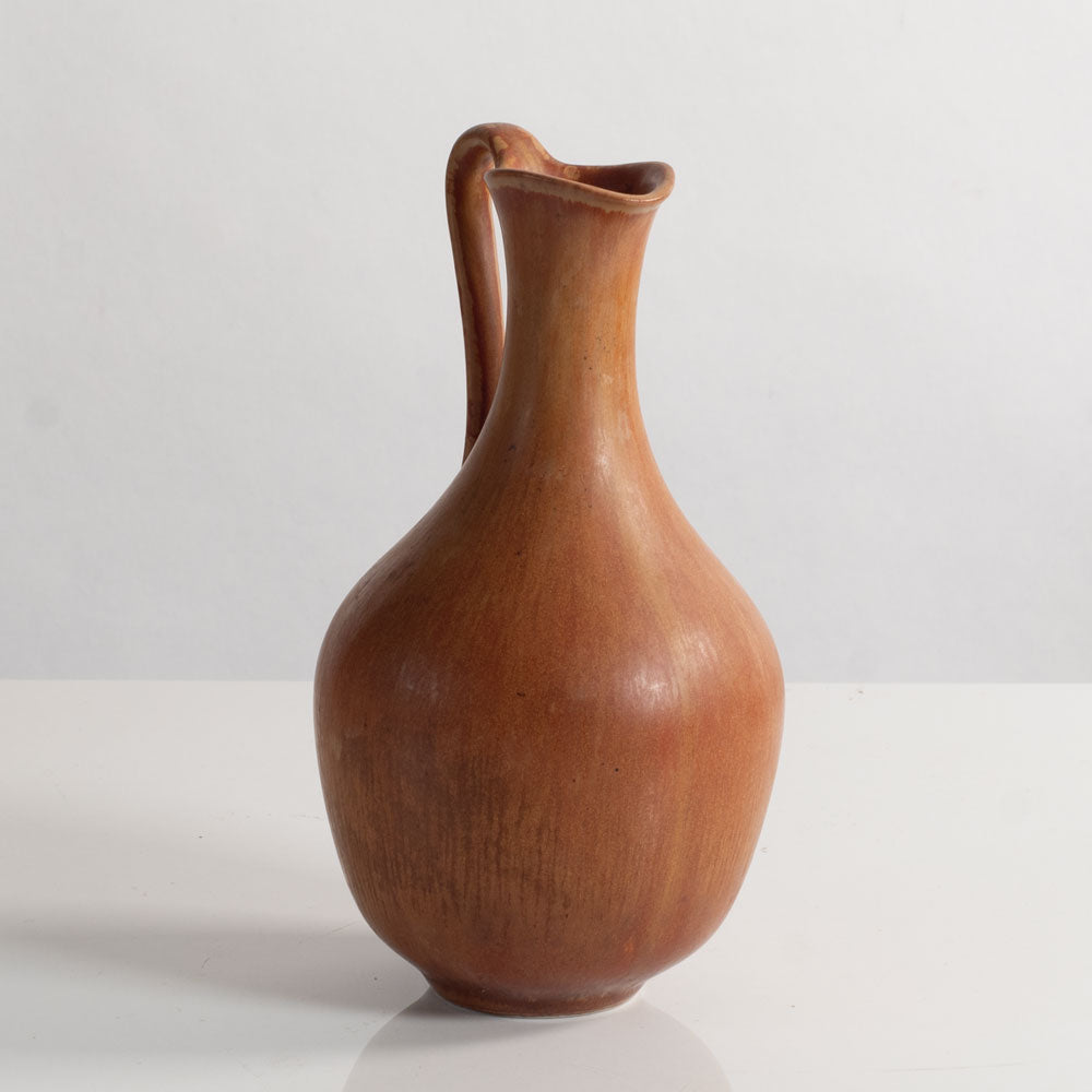 Gunnar Nylund for Rörstrand, Sweden, stoneware pitcher with reddish brown glaze M5472