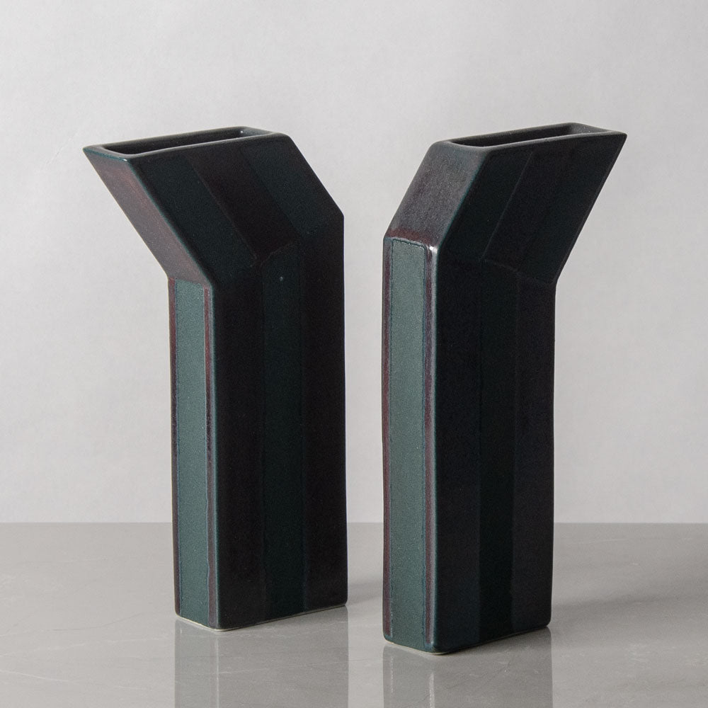 Karl Scheid, Germany, pair of vases with green and red glaze J1280