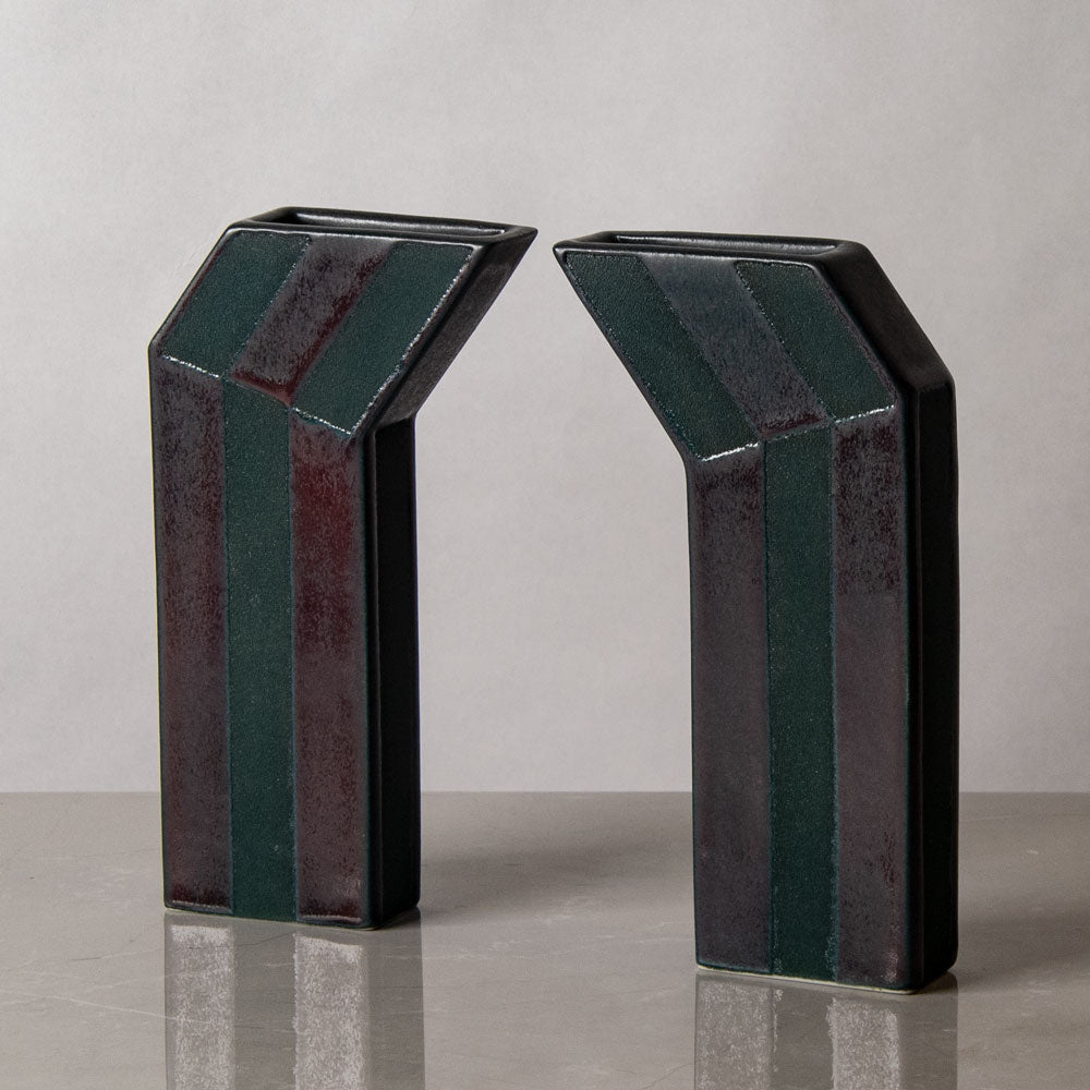 Karl Scheid, Germany, pair of vases with green and red glaze J1280