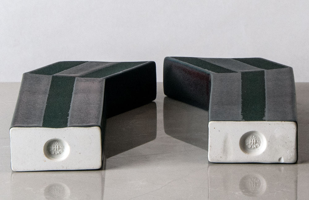 Karl Scheid, Germany, pair of vases with green and red glaze J1280