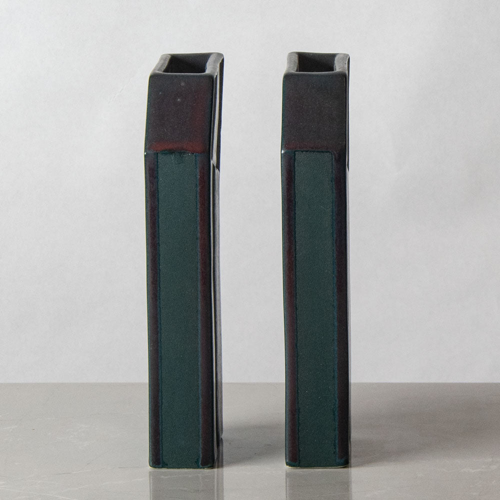 Karl Scheid, Germany, pair of vases with green and red glaze J1280