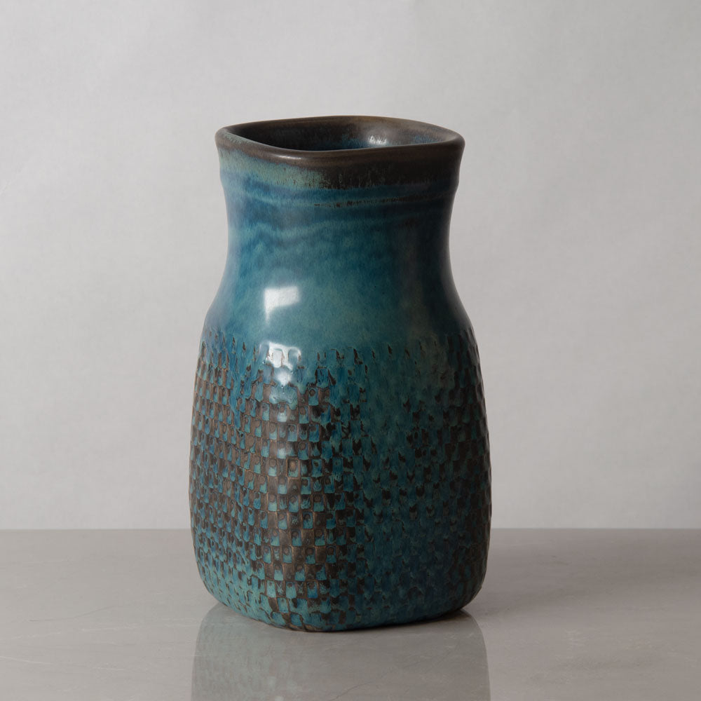 Stig Lindberg for Gustavsberg, Sweden, unique stoneware vase with turquoise glaze