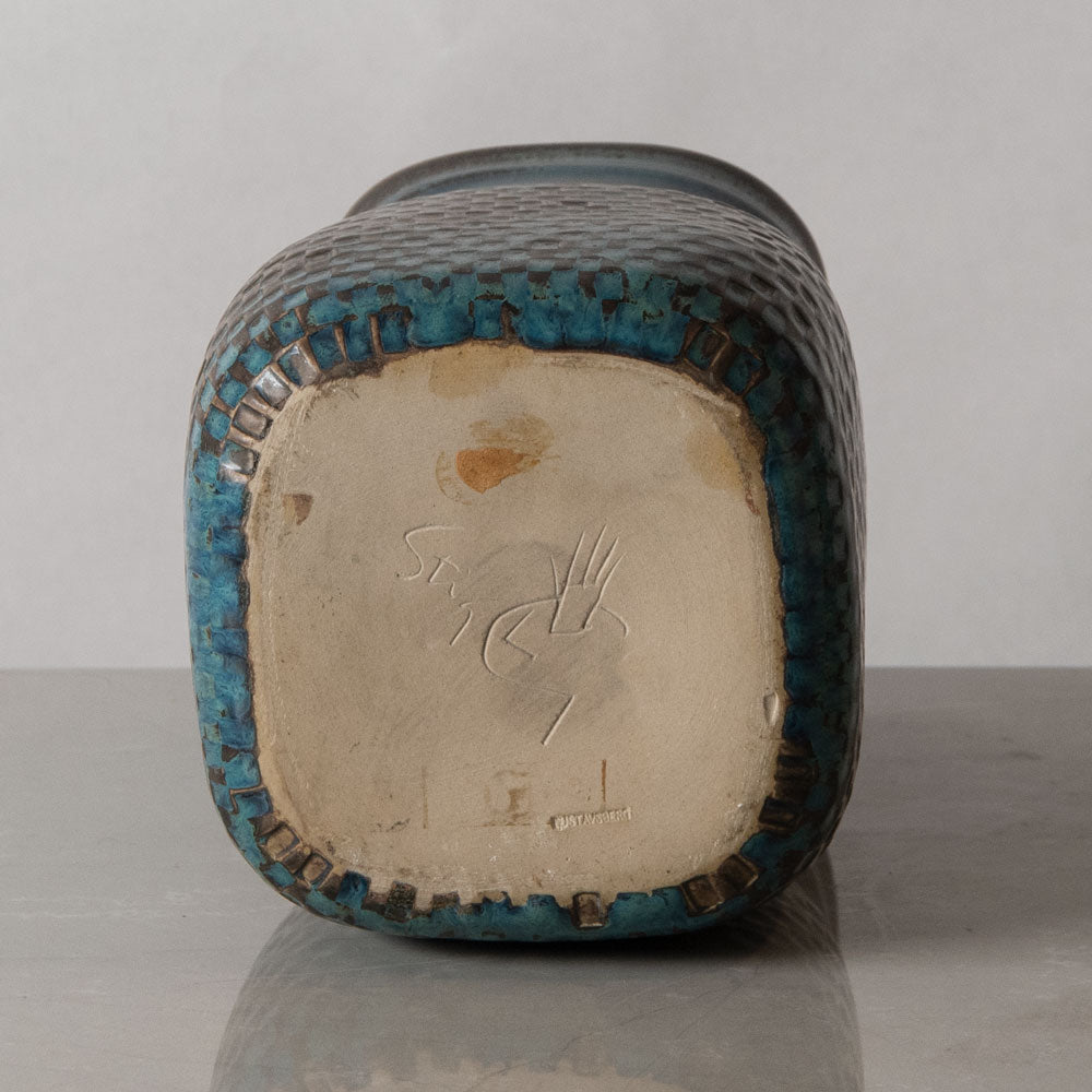 Stig Lindberg for Gustavsberg, Sweden, unique stoneware vase with turquoise glaze