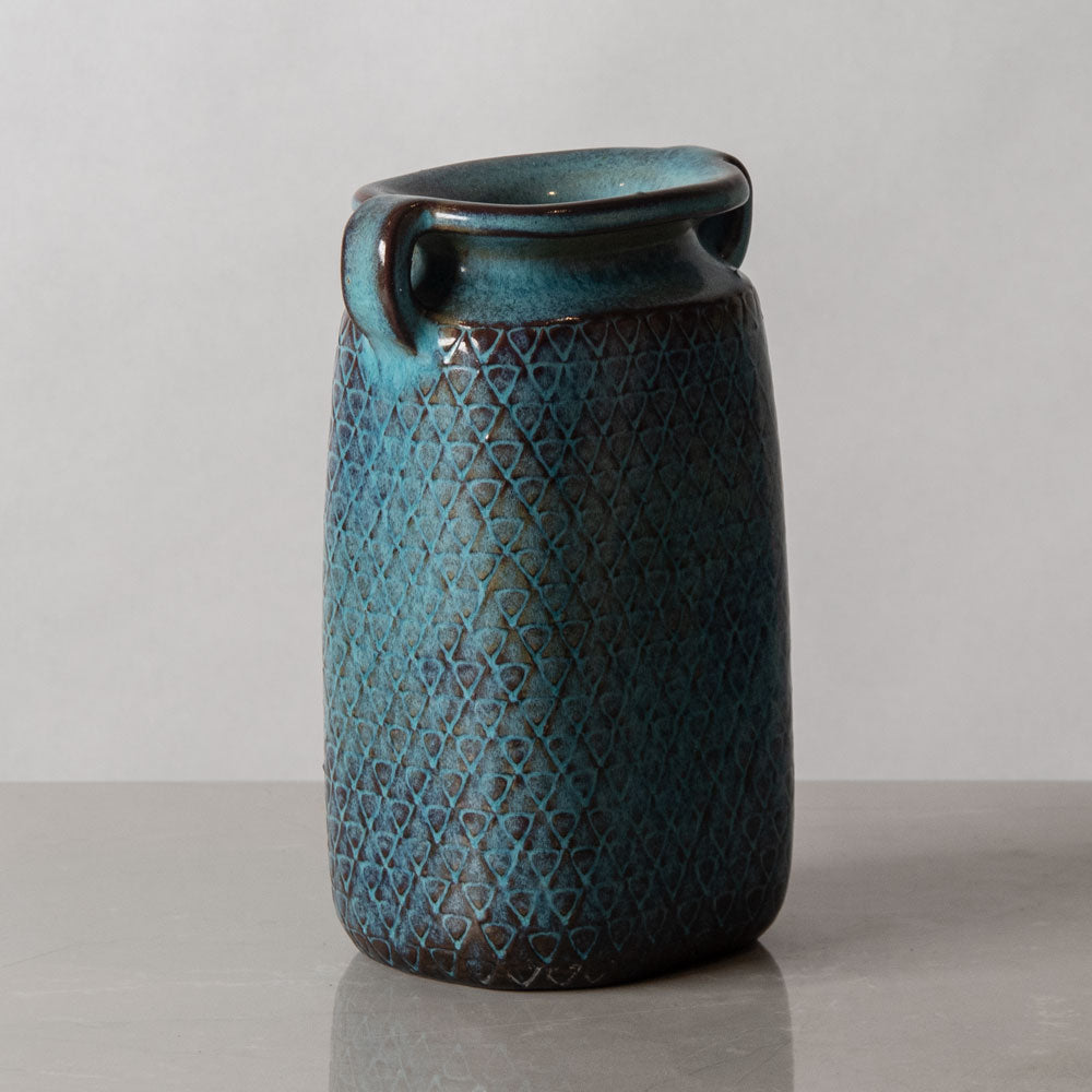 Stig Lindberg for Gustavsberg, Sweden, unique stoneware vase with turquoise glaze J1032