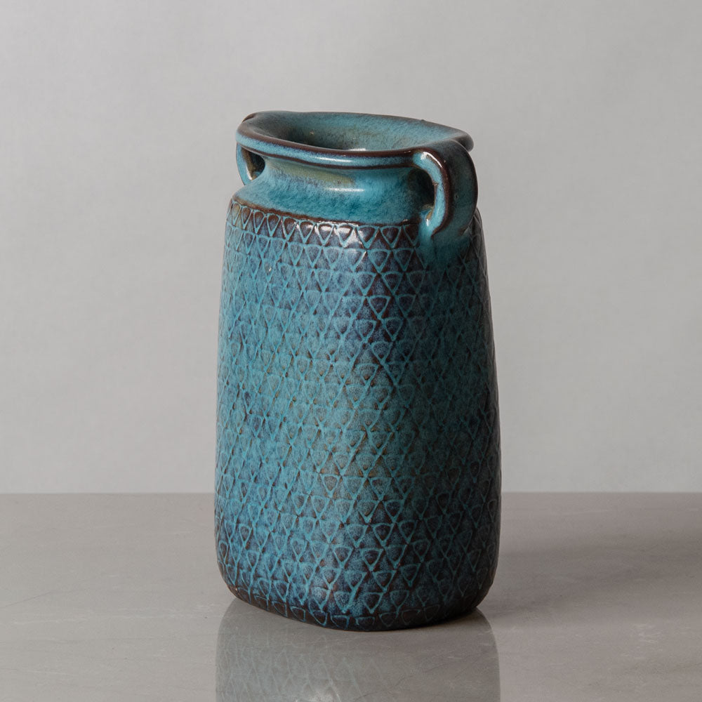 Stig Lindberg for Gustavsberg, Sweden, unique stoneware vase with turquoise glaze J1032