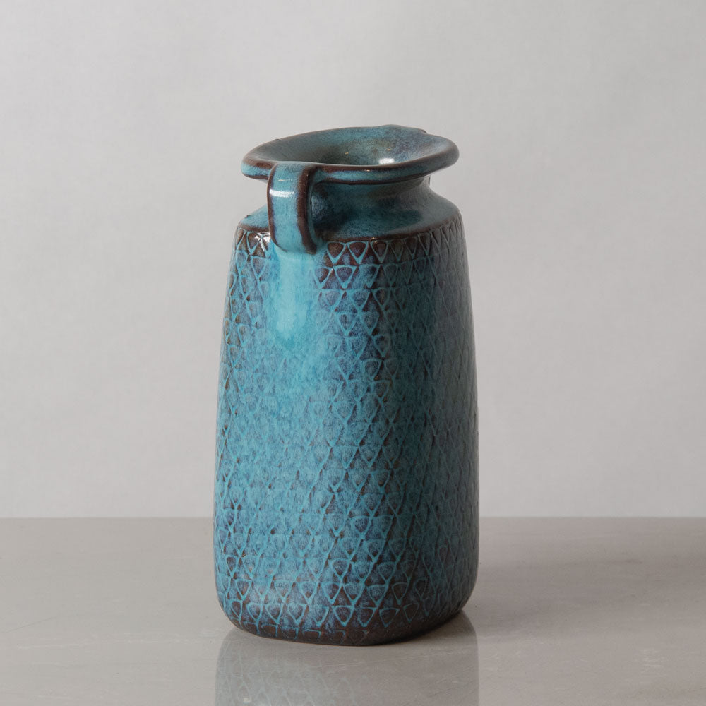 Stig Lindberg for Gustavsberg, Sweden, unique stoneware vase with turquoise glaze J1032