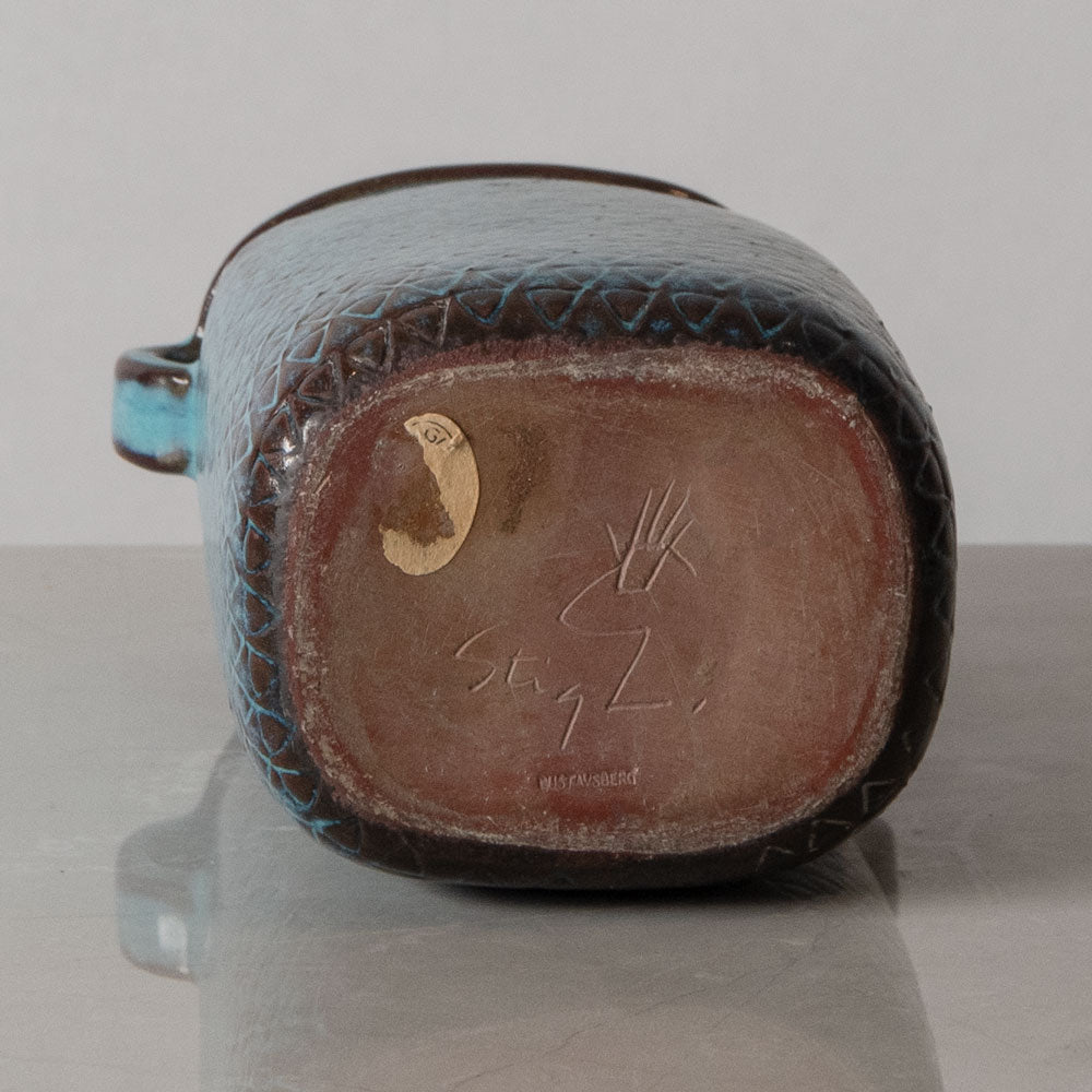 Stig Lindberg for Gustavsberg, Sweden, unique stoneware vase with turquoise glaze J1032