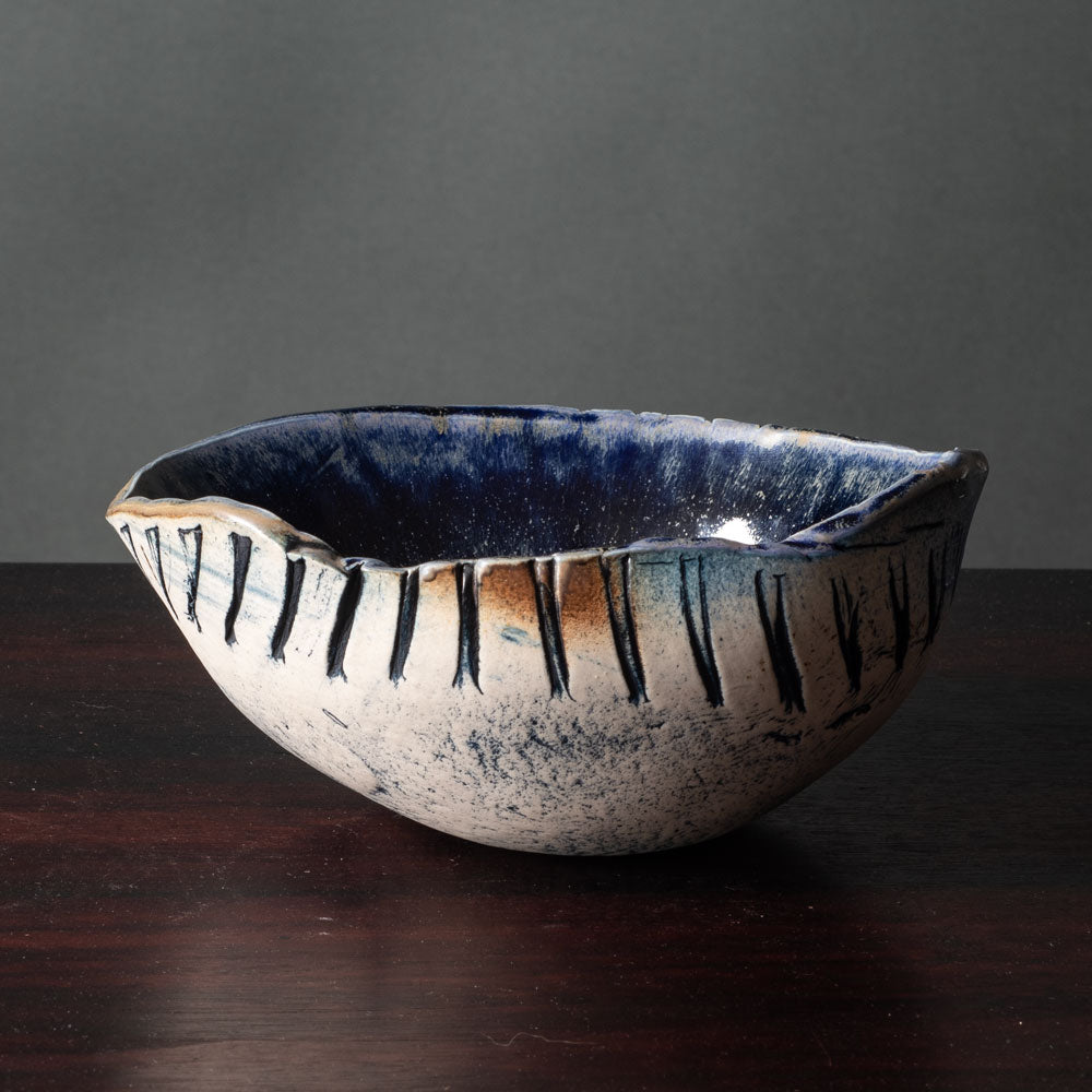 Bengt Berglund for Gustavsberg, Sweden, unique stoneware bowl K2921