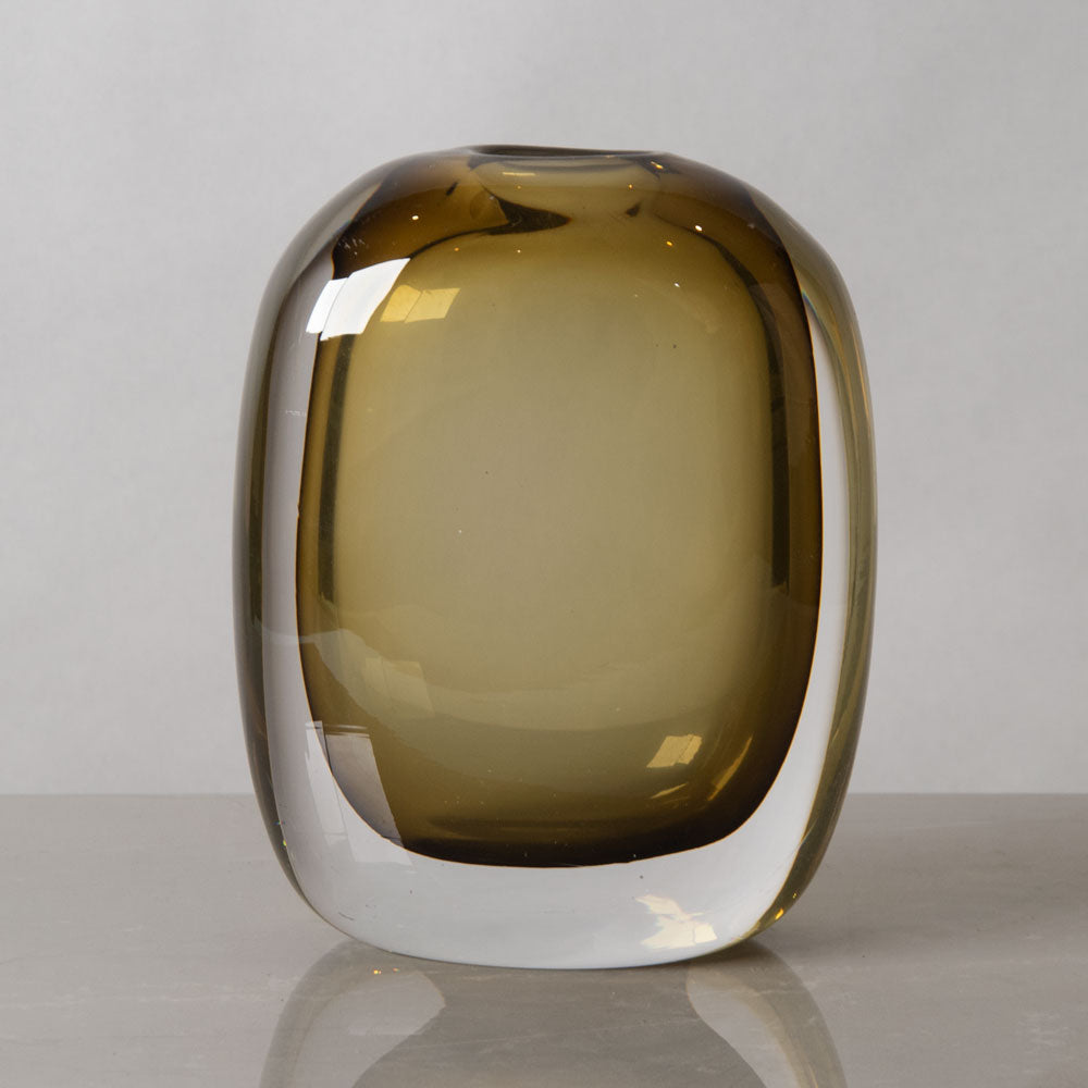 Vicke Lindstrand for Kosta, Sweden, sommerso vase in amber and clear glass J1242