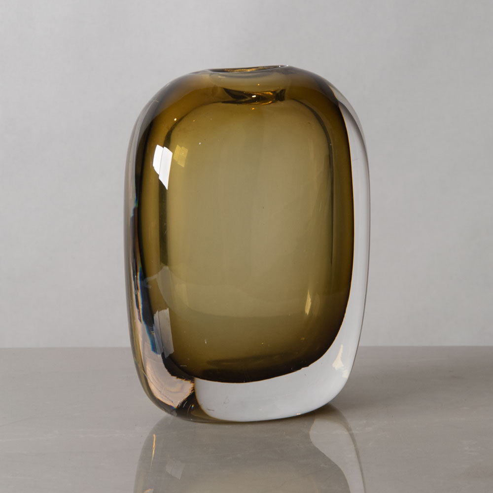 Vicke Lindstrand for Kosta, Sweden, sommerso vase in amber and clear glass J1242