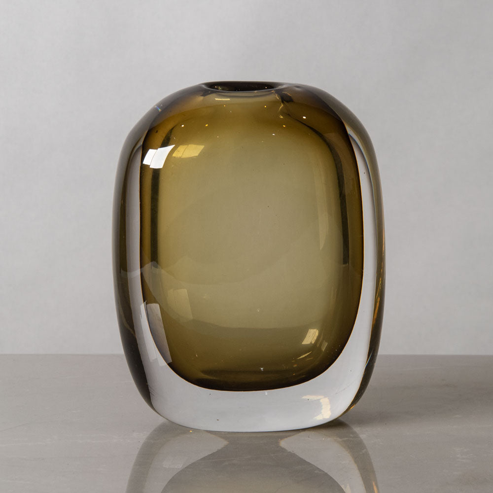 Vicke Lindstrand for Kosta, Sweden, sommerso vase in amber and clear glass J1242