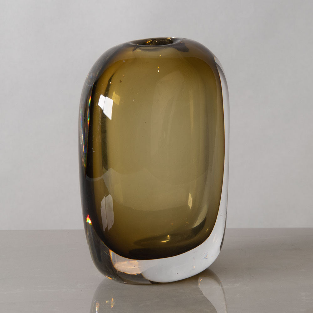 Vicke Lindstrand for Kosta, Sweden, sommerso vase in amber and clear glass J1242