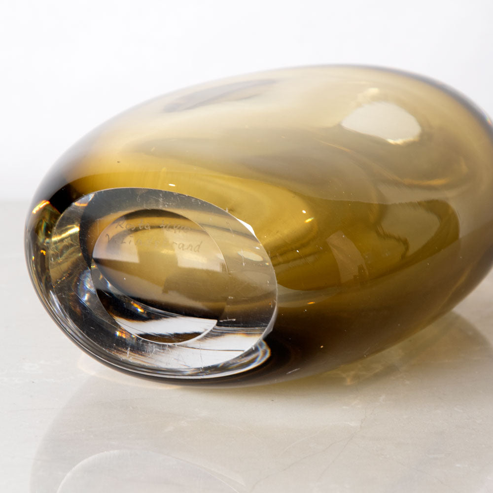 Vicke Lindstrand for Kosta, Sweden, sommerso vase in amber and clear glass J1242