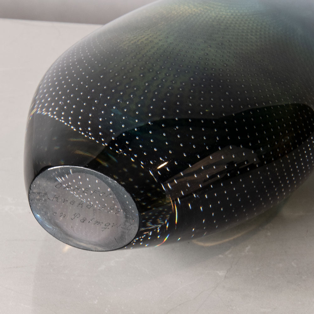 Sven Palmquist for Orrefors, Sweden, "Kraka" vase in blue and amber glass J1364