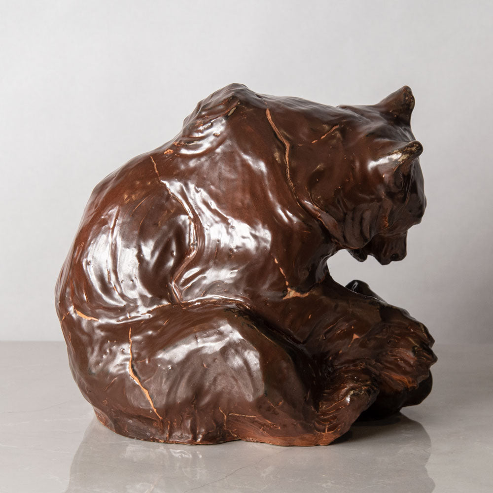 Knud Kyhn for Bing & Grondahl, Denmark, unique stoneware sculpture of a bear and three cubs J1398