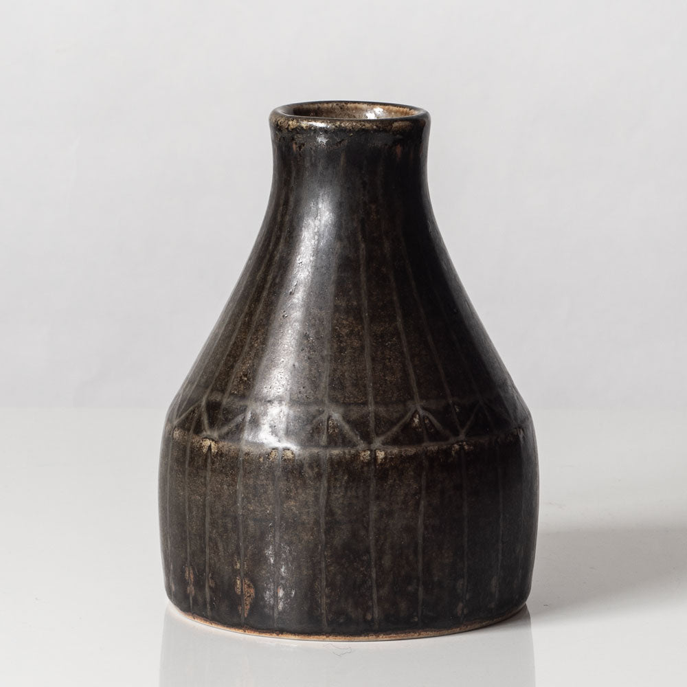 Carl Harry Stålhane for Rörstrand, Sweden, unique stoneware vase with brown glaze L3327
