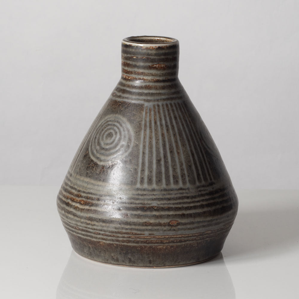 Carl Harry Stålhane for Rörstrand, Sweden, unique stoneware vase with brown glaze L3321