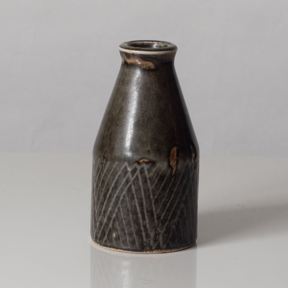 Carl Harry Stålhane for Rörstrand, Sweden, unique stoneware vase with brown glaze L3328