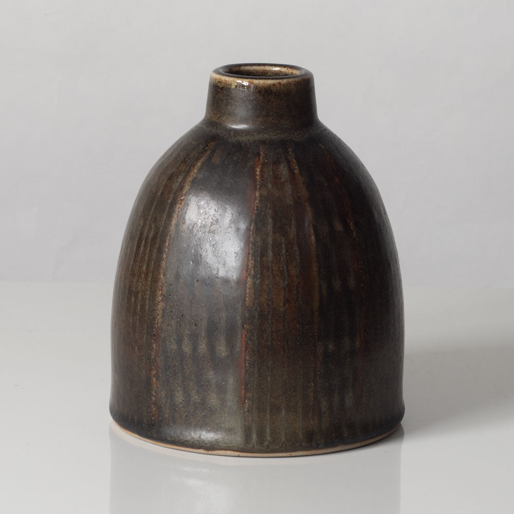 Carl Harry Stålhane for Rörstrand, Sweden, unique stoneware vase with brown glaze L3330