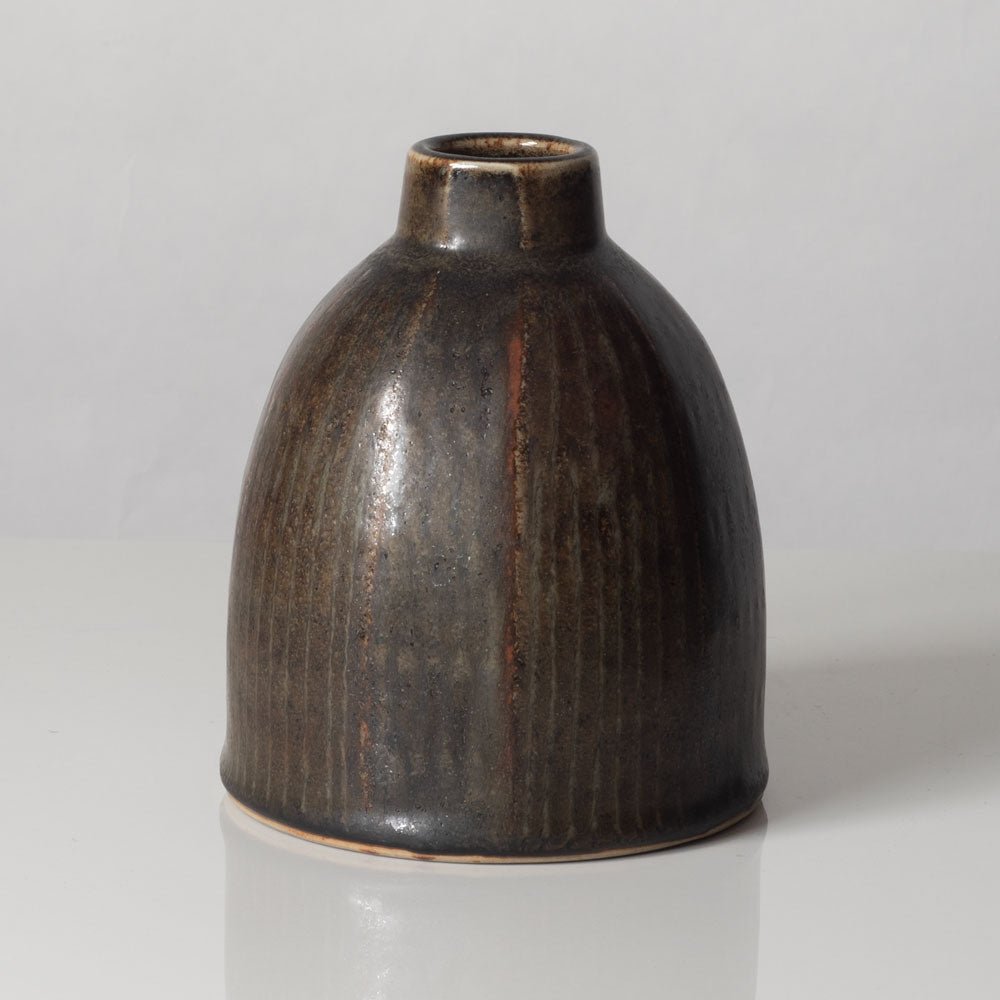 Carl Harry Stålhane for Rörstrand, Sweden, unique stoneware vase with brown glaze L3330