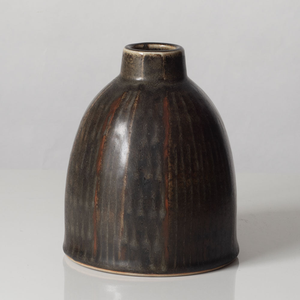 Carl Harry Stålhane for Rörstrand, Sweden, unique stoneware vase with brown glaze L3330