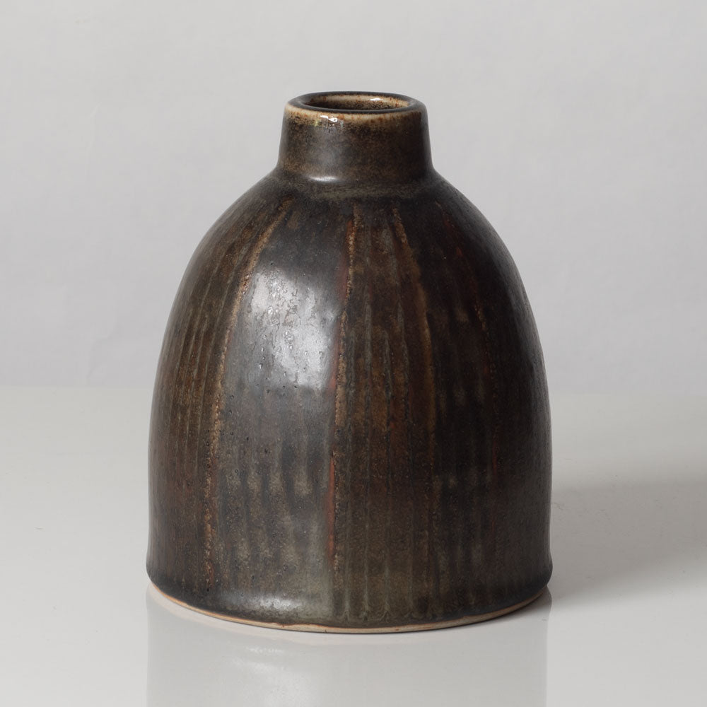 Carl Harry Stålhane for Rörstrand, Sweden, unique stoneware vase with brown glaze L3330