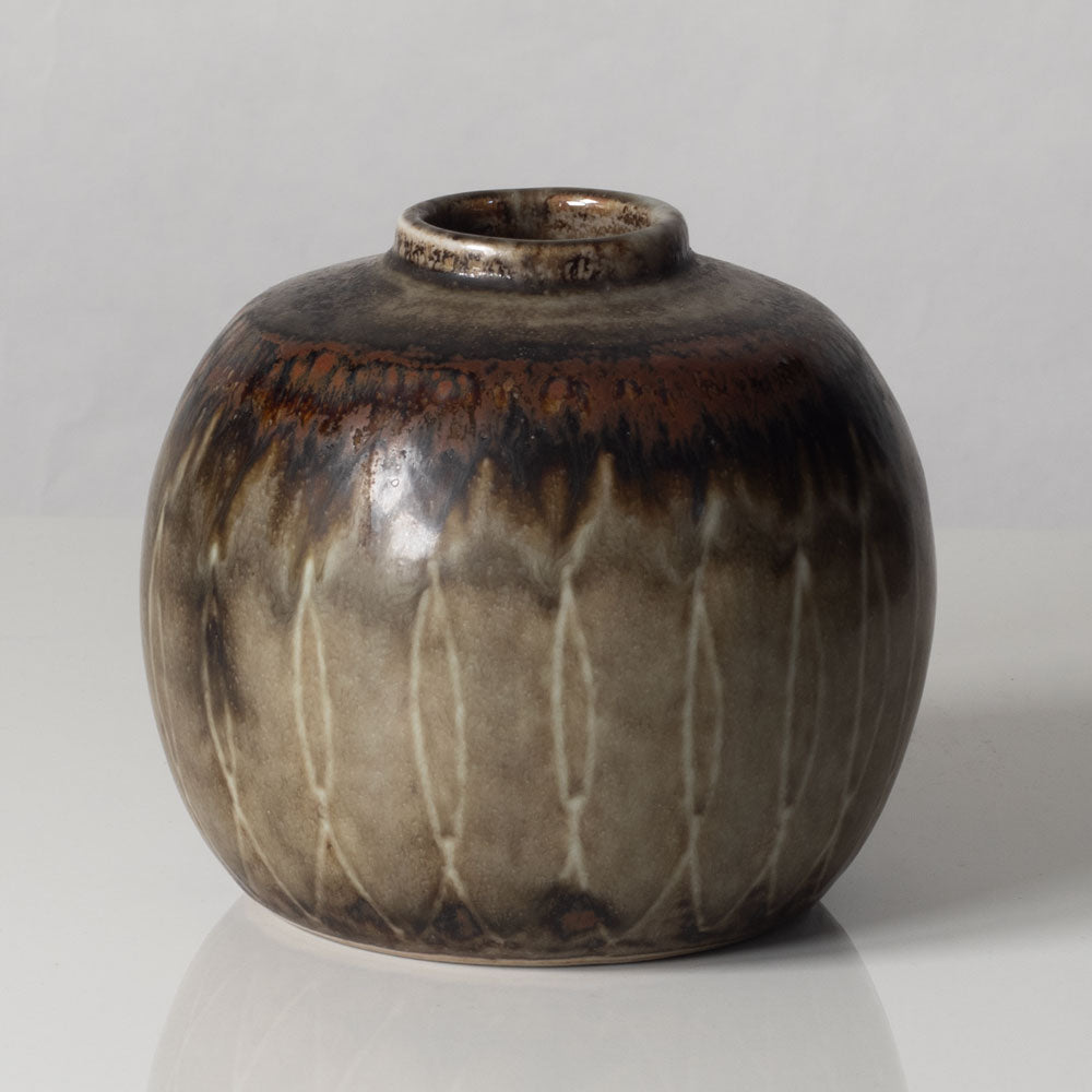Carl Harry Stålhane for Rörstrand, Sweden, unique stoneware vase with brown glaze L3220