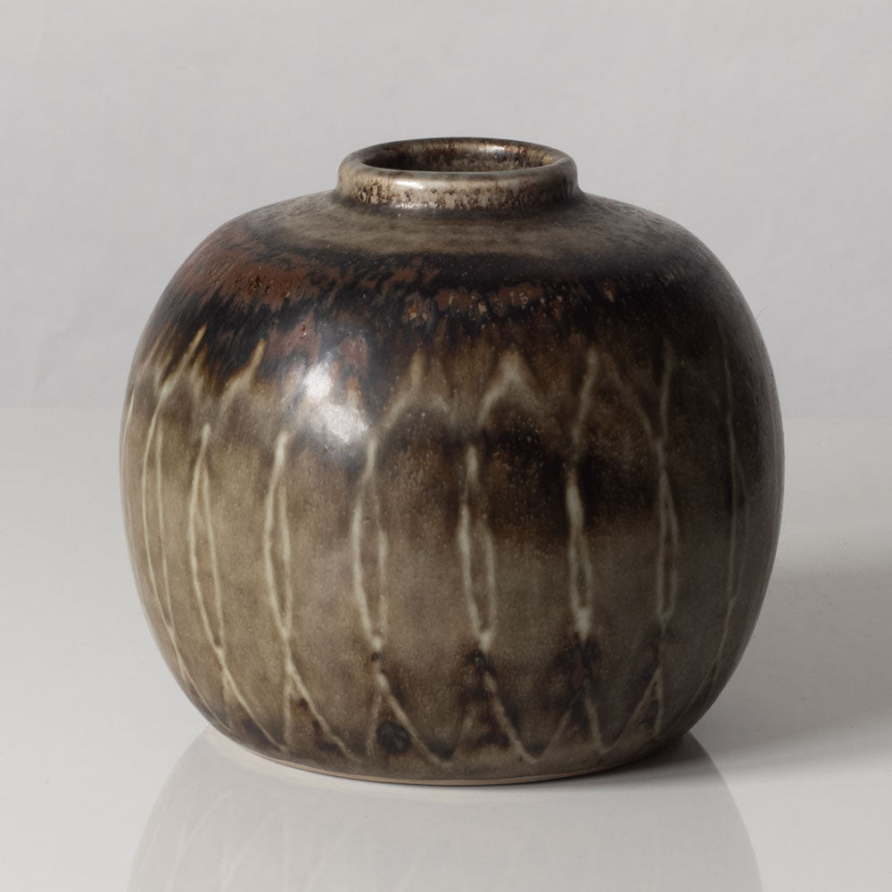 Carl Harry Stålhane for Rörstrand, Sweden, unique stoneware vase with brown glaze L3220